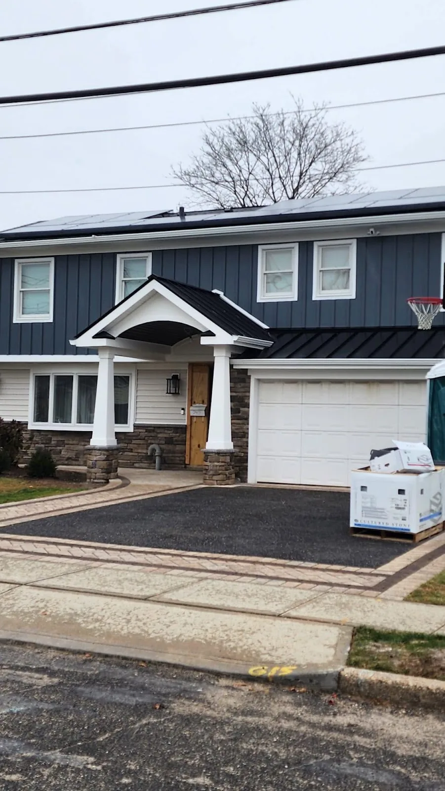Seamless gutters installed along the eaves of a Long Island home